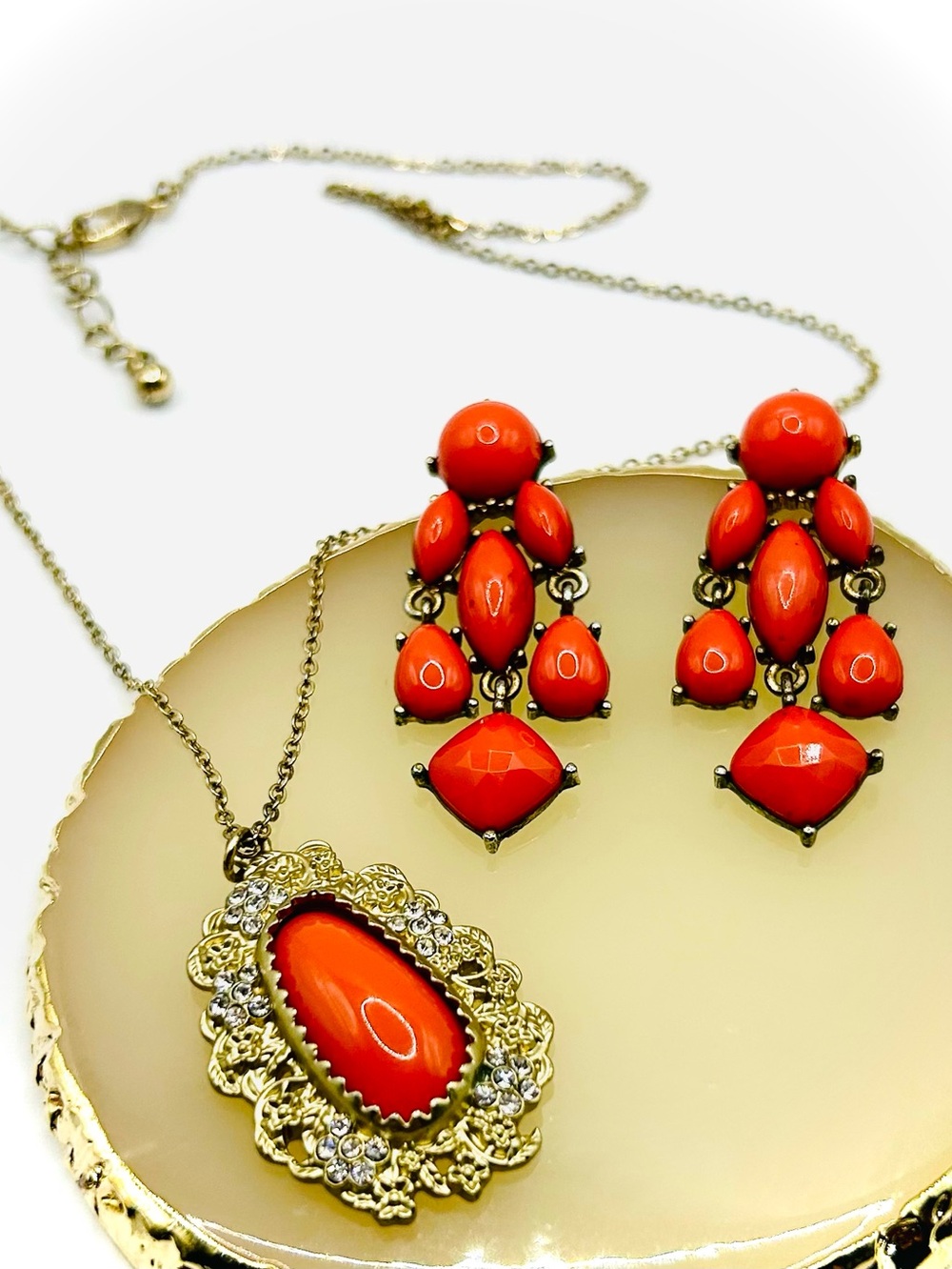 Vintage 1950s Demi Parure MCM Necklace & Matching Earrings Set